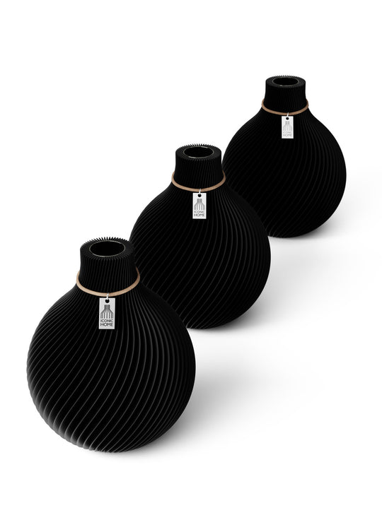 Table vase Sphere set of 3 in deep black