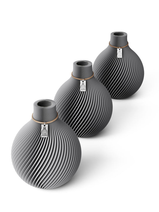 Table vase Sphere set of 3 in dreamy gray
