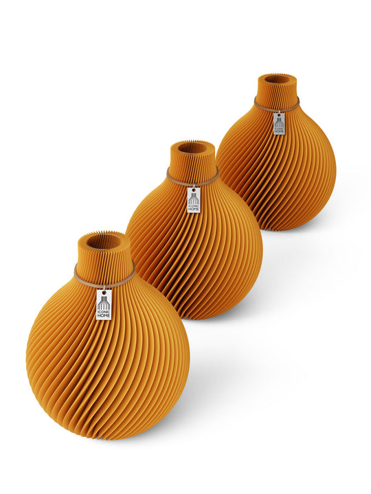 Table vase Sphere set of 3 in golden sunrise