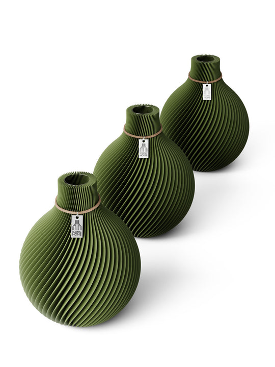 Table vase Sphere set of 3 in moss green