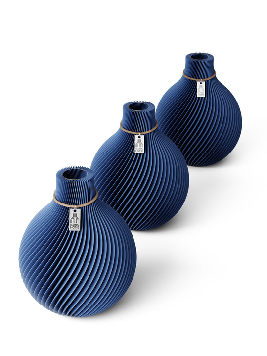 Table vase Sphere set of 3 in sea blue