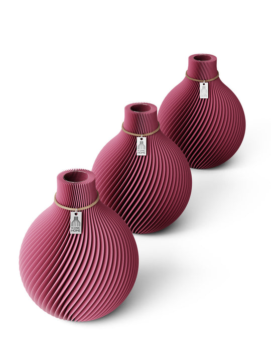 Table vase Sphere set of 3 in soft berry