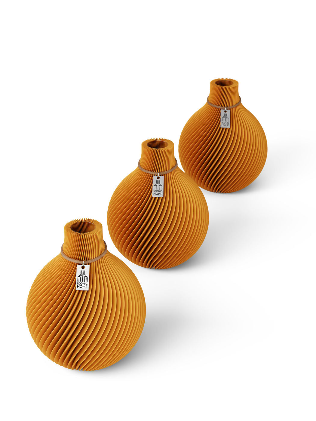 Tischvase Pure Naturfarbenes Band Set aus 3 Vasen 15 cm Golden Sunrise