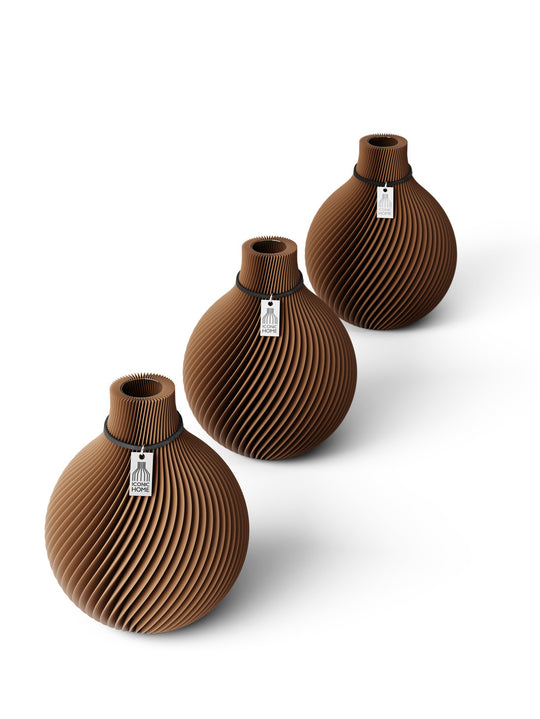 Vase de table Sphere - set de 3 vases in choco brown