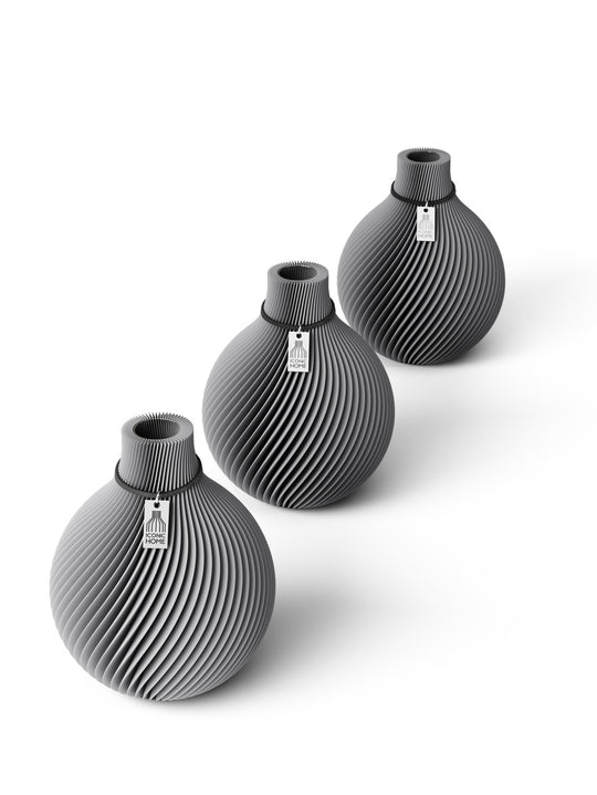 Vase de table Sphere - set de 3 vases in dreamy gray