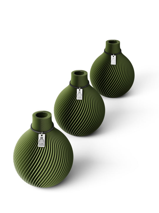 Vase de table Sphere - set de 3 vases in moss green