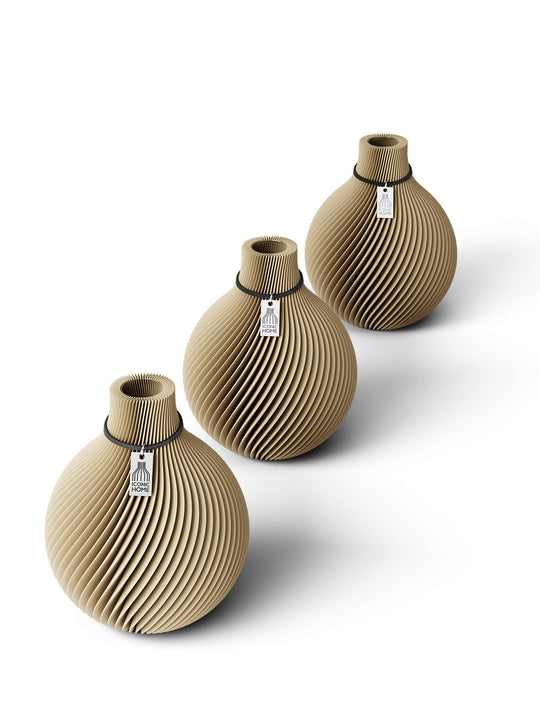 Vase de table Sphere - set de 3 vases in natural oak
