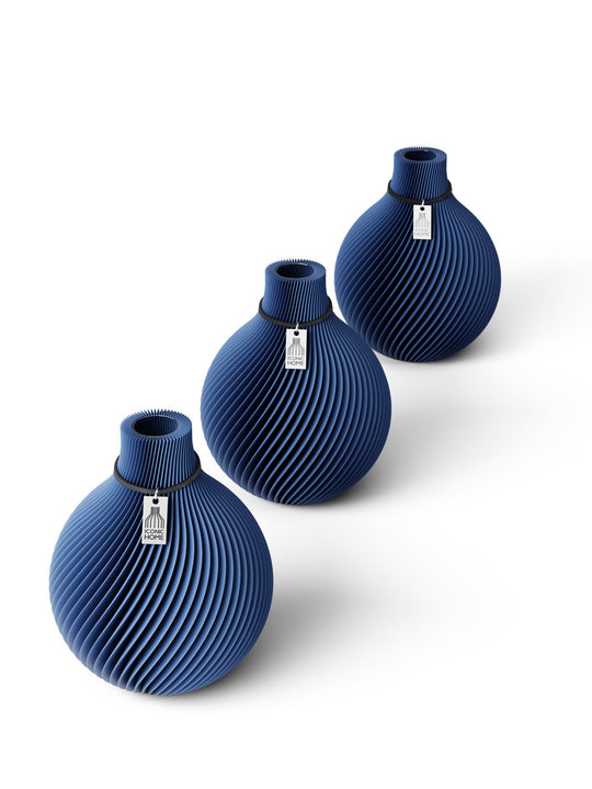 Vase de table Sphere - set de 3 vases in sea blue