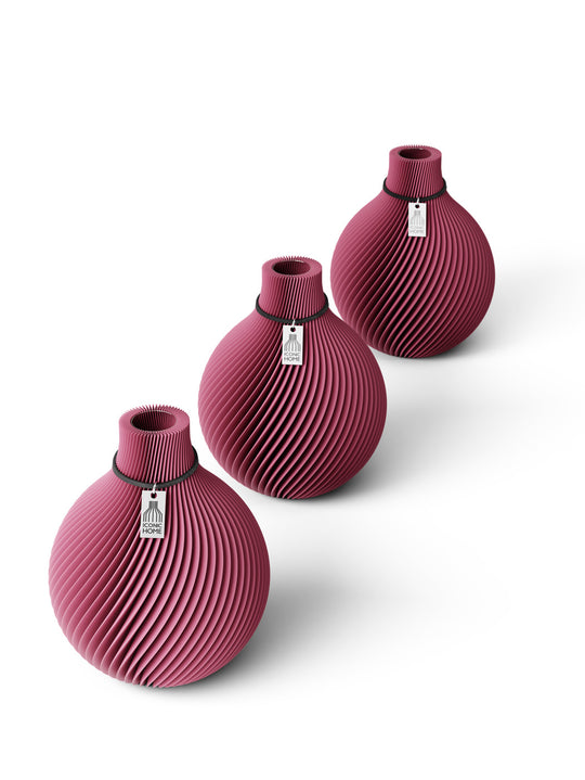 Vase de table Sphere - set de 3 vases in soft berry