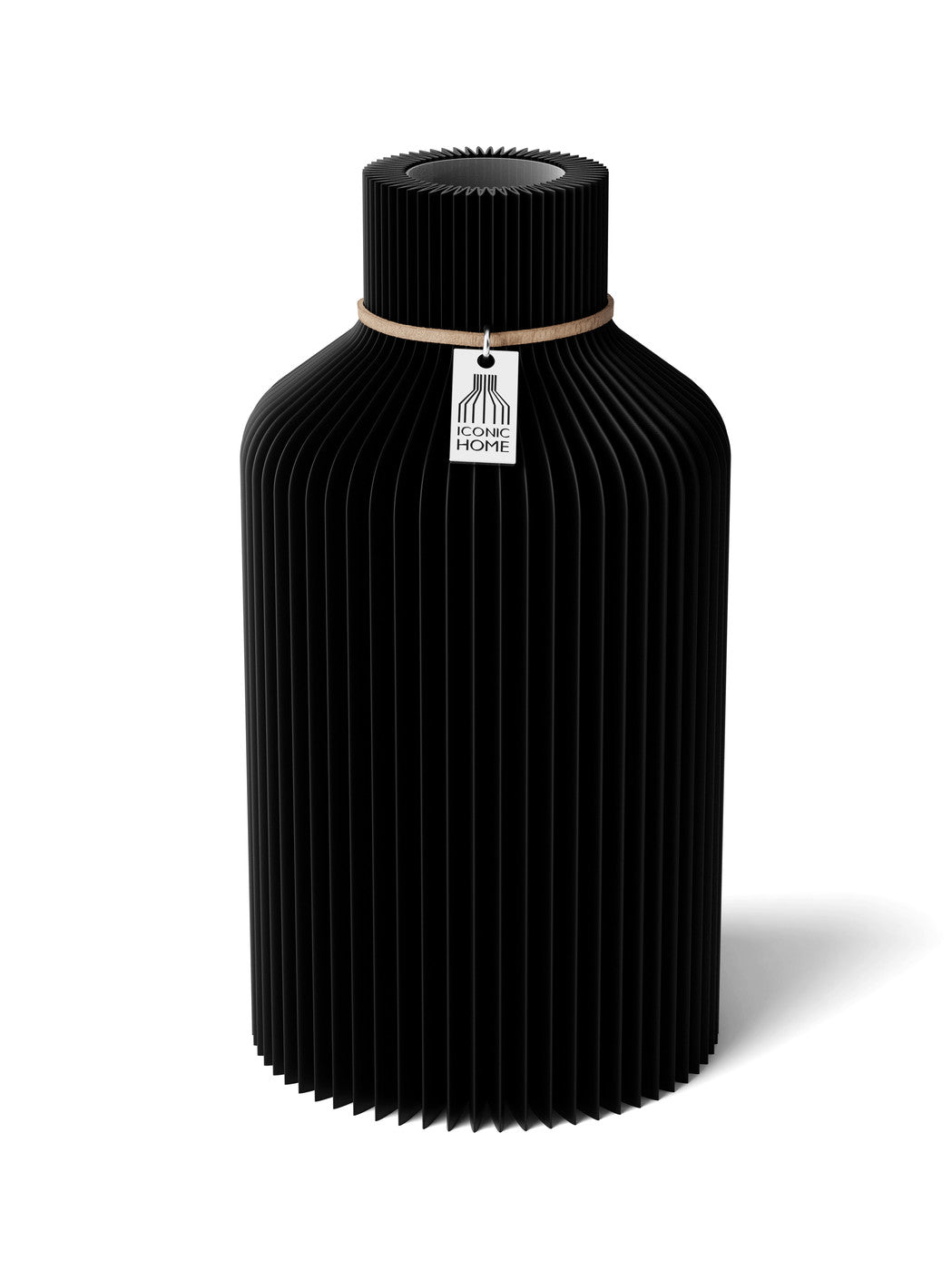 Vase Pure Deep Black 22 cm ICONIC HOME Naturfarbenes Band