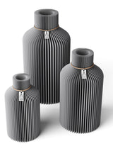 3 Vasen Set Pure Dreamy Gray ICONIC HOME Naturfarbenes Band