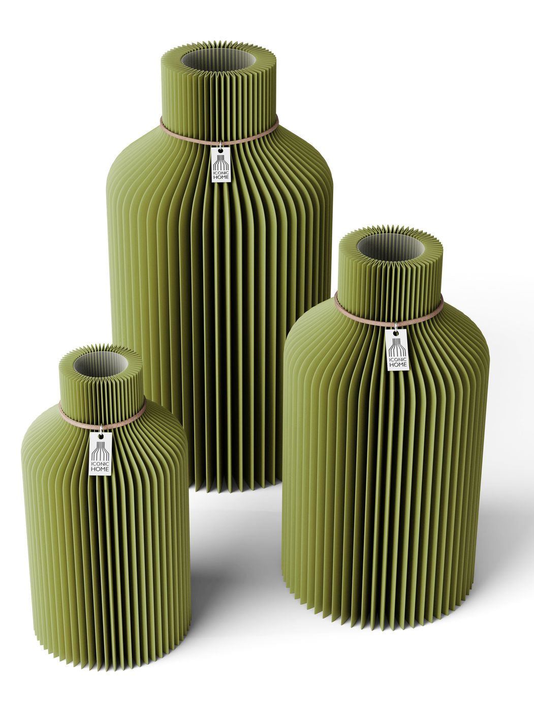 ICONIC HOME Vase Pure Set aus 3 Vasen in Matcha Green