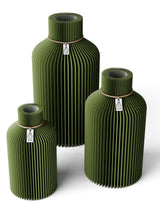 3 Vasen Set Pure Moss Green ICONIC HOME Naturfarbenes Band