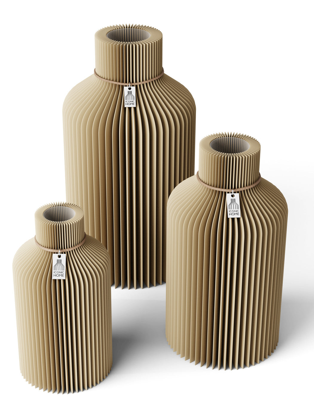 3 Vasen Set Pure Natural Oak ICONIC HOME Naturfarbenes Band