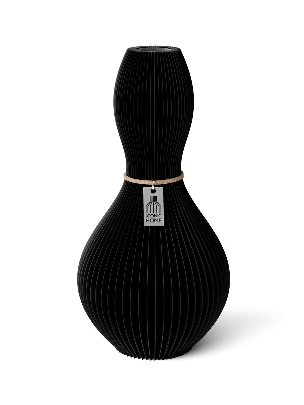Vase Shape Deep Black 24 cm ICONIC HOME Naturfarbenes Band