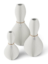 3 Vasen Set Shape Pure White ICONIC HOME Naturfarbenes Band