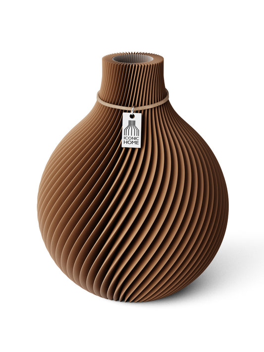 Vase Sphere Choco Brown 20 cm ICONIC HOME Naturfarbenes Band