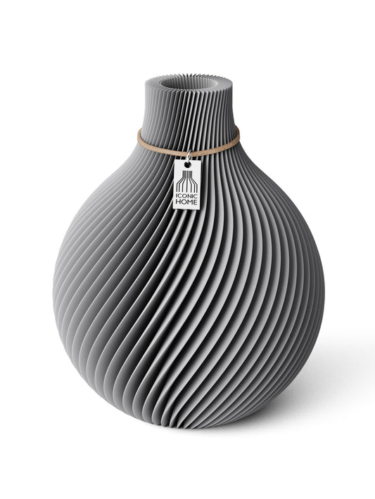 Vase Sphere Dreamy Gray 20 cm ICONIC HOME Naturfarbenes Band