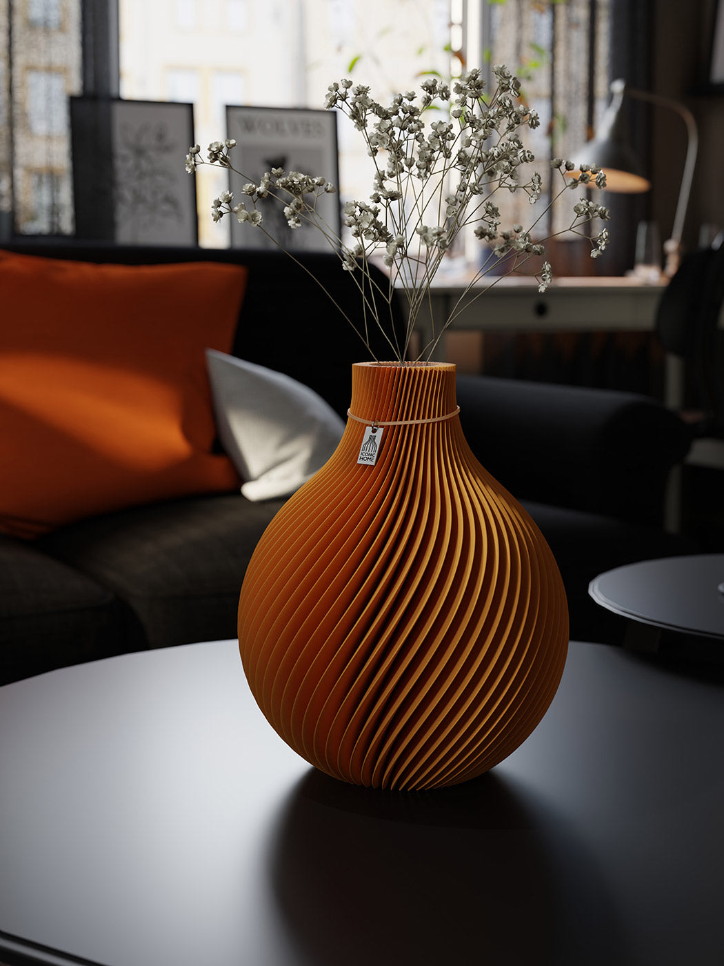 Vase Sphere Golden Yellow ICONIC HOME coffeetable decoration