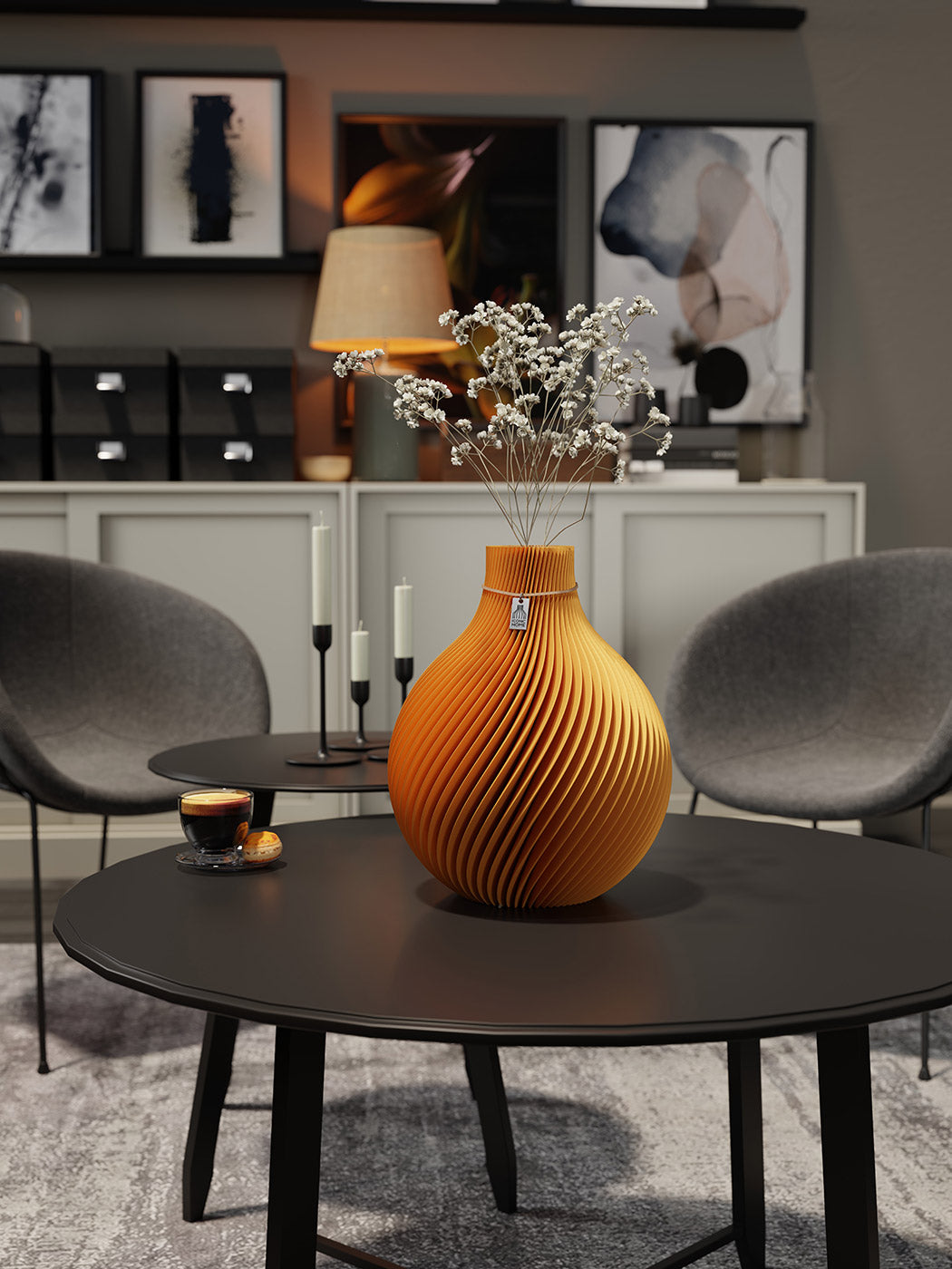 Vase Sphere Golden Yellow ICONIC HOME coffeetable decoration