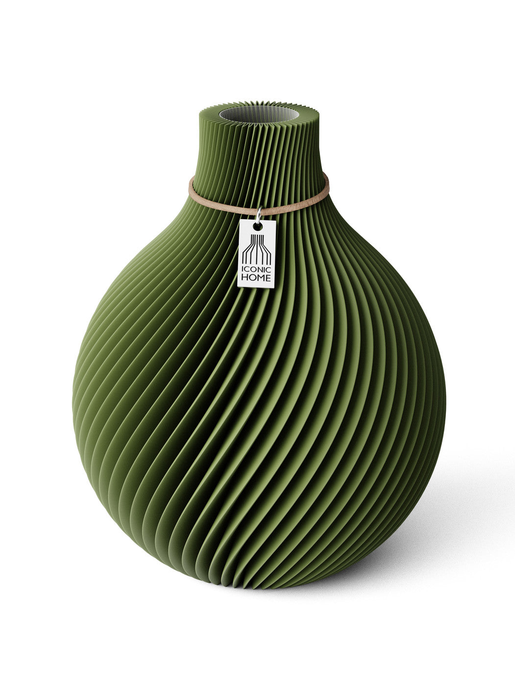 Vase Sphere Moss Green 20 cm ICONIC HOME Naturfarbenes Band