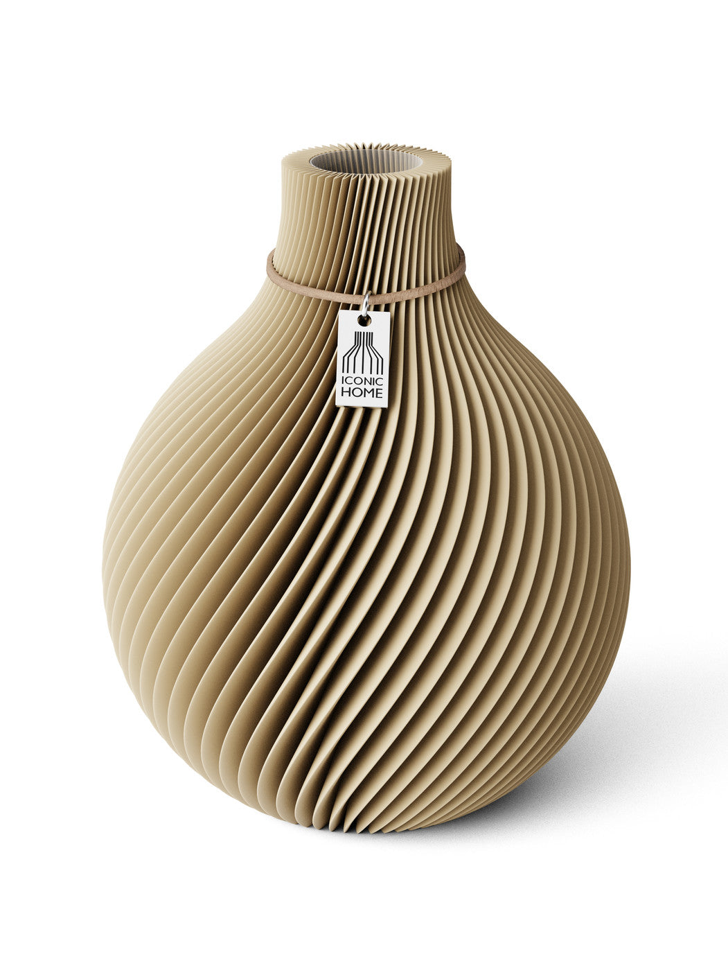 Vase Sphere Natural Oak 20 cm ICONIC HOME Naturfarbenes Band