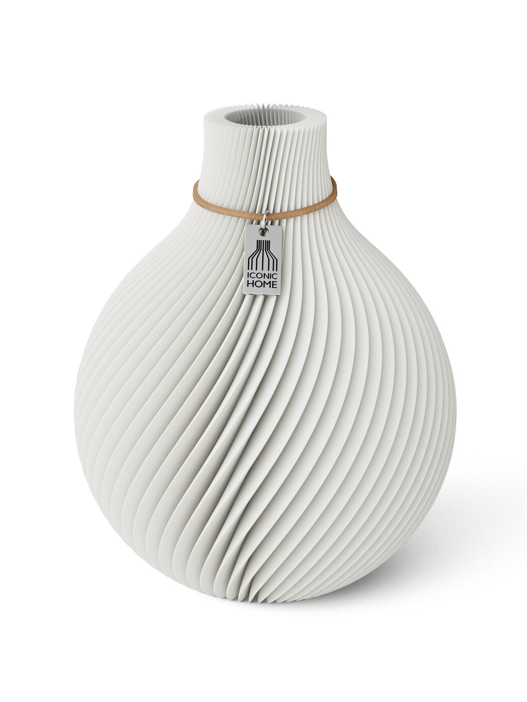 Vase Sphere Pure White 20 cm ICONIC HOME Naturfarbenes Band