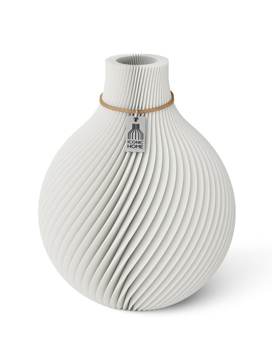 Vase Sphere Pure White 20 cm ICONIC HOME Naturfarbenes Band