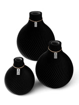 3 Vasen Set Sphere Deep Black ICONIC HOME Naturfarbenes Band