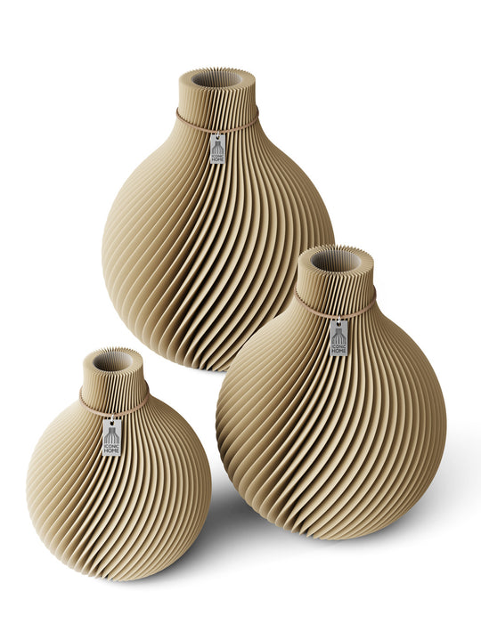Vase Sphere 3er Set in natural oak