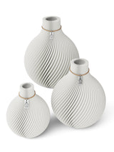 3 Vasen Set Sphere Pure White ICONIC HOME Naturfarbenes Band