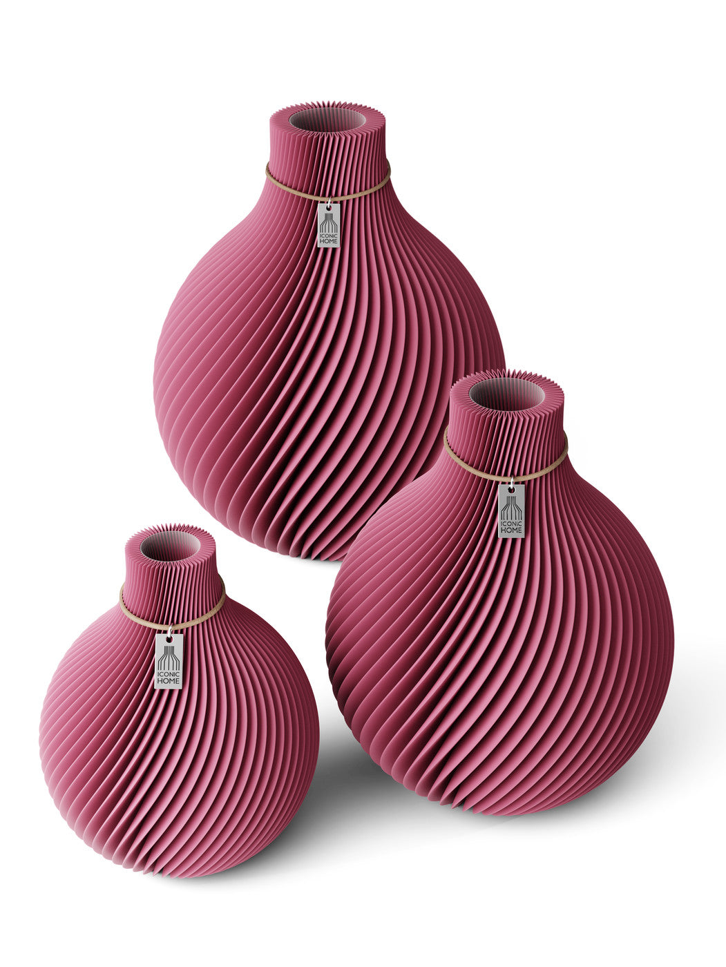 Vase Sphere Set 3 Vase Soft Berry ICONIC HOME