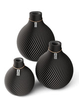 3 Vasen Set Sphere Stormy Gray ICONIC HOME Naturfarbenes Band