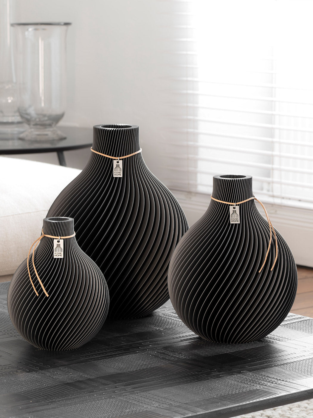 Vase Sphere stormy gray ICONIC HOME 3er Set #mood