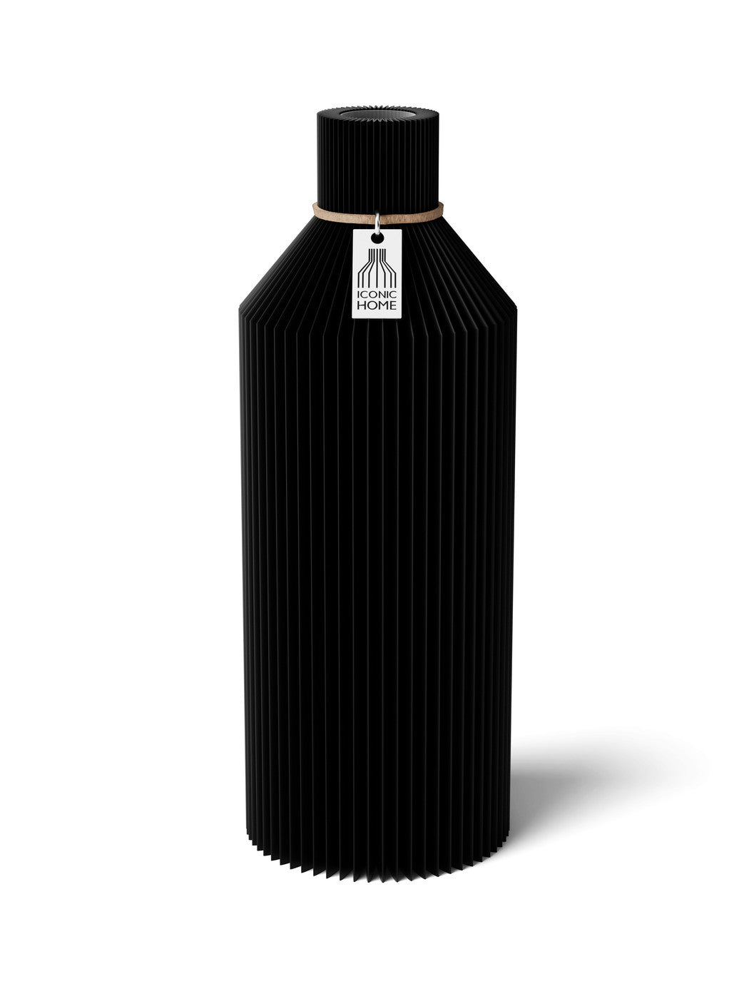 Vase Straight Deep Black 24 cm ICONIC HOME Naturfarbenes Band