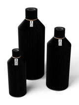 3 Vasen Set Straight Deep Black ICONIC HOME Naturfarbenes Band