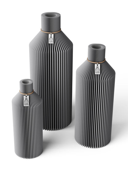 3 Vasen Set Straight Dreamy Gray ICONIC HOME Naturfarbenes Band
