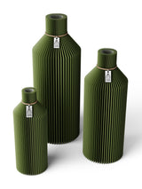 3 Vasen Set Straight Moss Green ICONIC HOME Naturfarbenes Band