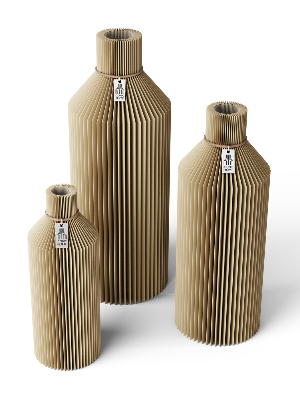 3 Vasen Set Straight Natural Oak ICONIC HOME Naturfarbenes Band
