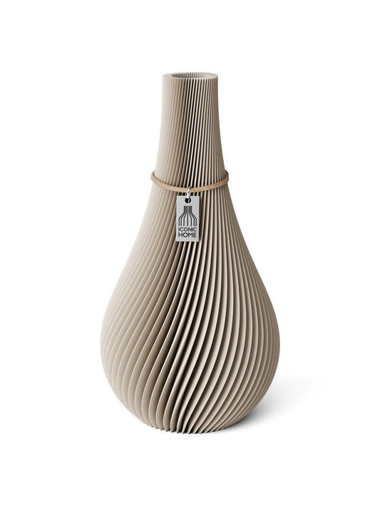 Vase Twist Cozy Greige 24 cm ICONIC HOME Naturfarbenes and