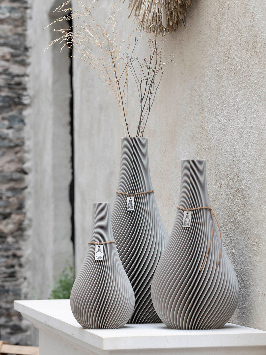 Vase Twist Cozy Greige 3er Set ICONIC HOME #mood