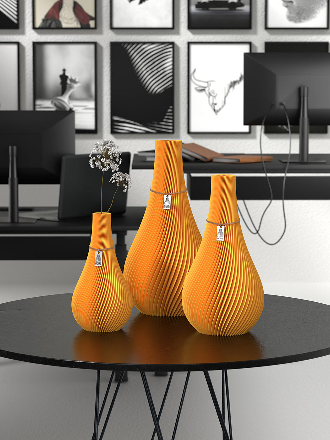 Vase Twist Golden Yellow ICONIC HOME Home Office Decoration