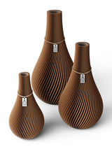 3 Vasen Set Twist Choco Brown ICONIC HOME Naturfarbenes Band