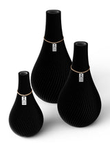 3 Vasen Set Twist Deep Black ICONIC HOME Naturfarbenes Band