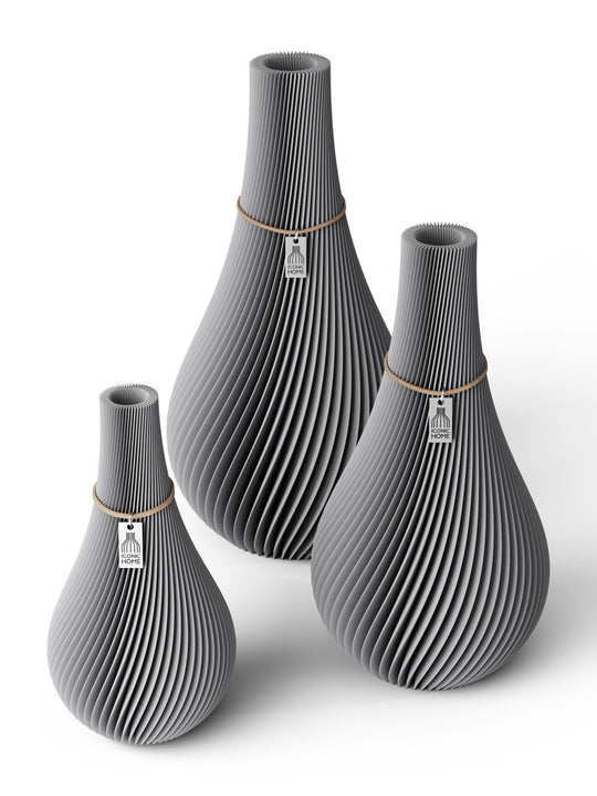Vase Twist set of 3 in dreamy gray