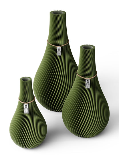 Vase Twist Set 3er Vasen Moss Green ICONIC HOME