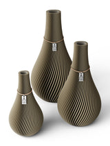 3 Vasen Set Twist Mystic Mud ICONIC HOME Naturfarbenes Band