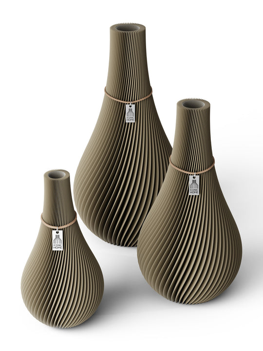 Vase Twist set of 3 in mystic mud