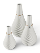 3 Vasen Set Twist Pure White ICONIC HOME Naturfarbenes Band