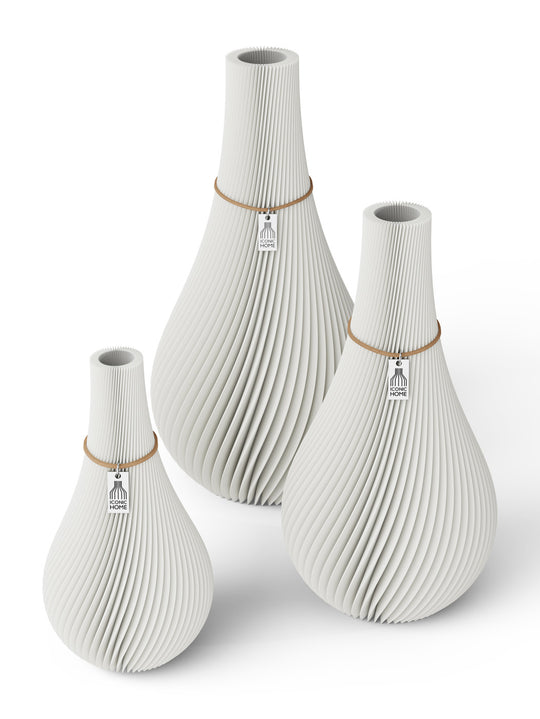 Vase Twist set of 3 in pure white